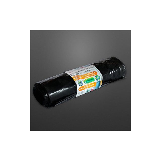 Vrecia zaťahovacie RECYKLÁT 120 litrov čierne 700 x 1100 / 0.015 mm 10 ks