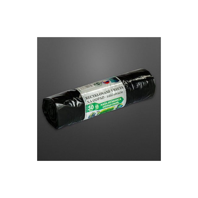 Vrecia zaťahovacie RECYKLÁT 30 litrov čierne 500 x 600 / 0.015 mm 15 ks