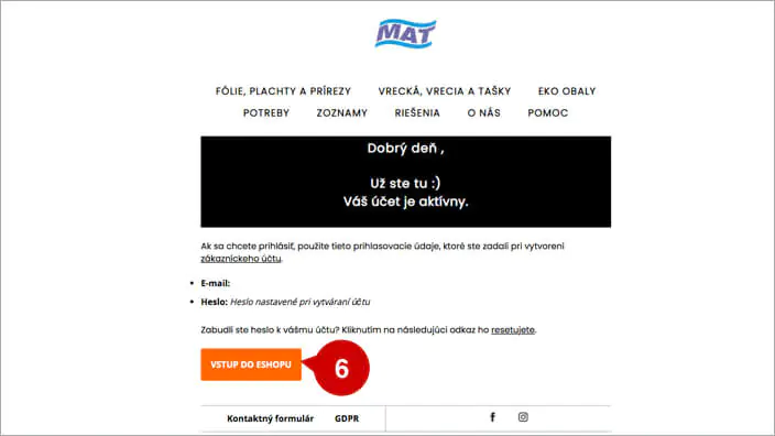 Ako sa zaregistrovať a vytvoriť zákaznícky účet v eshope MAT-obaly