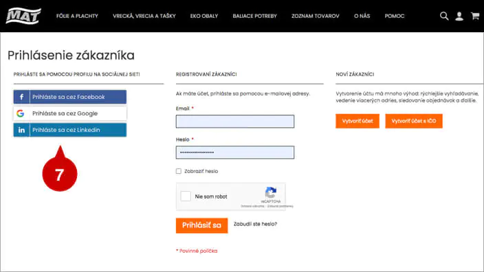 Ako sa zaregistrovať a vytvoriť zákaznícky účet v eshope MAT-obaly