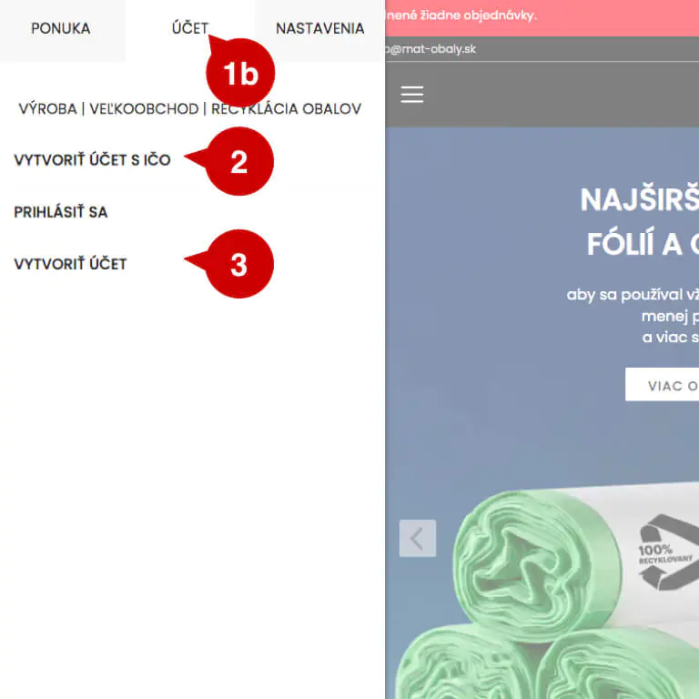 Ako sa zaregistrovať a vytvoriť zákaznícky účet v eshope MAT-obaly