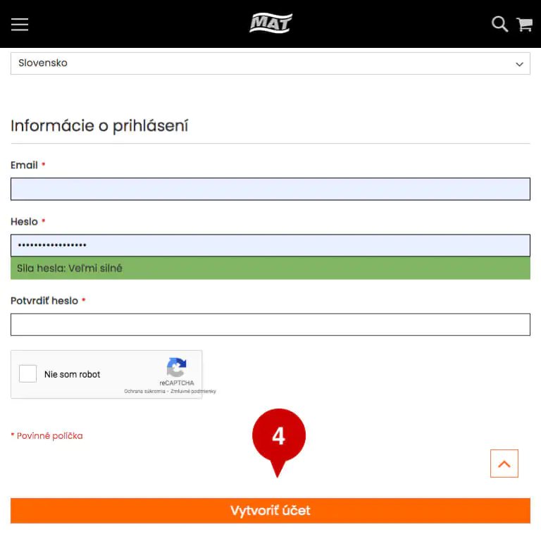 Ako sa zaregistrovať a vytvoriť zákaznícky účet v eshope MAT-obaly