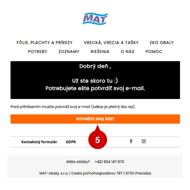 Ako sa zaregistrovať a vytvoriť zákaznícky účet v eshope MAT-obaly