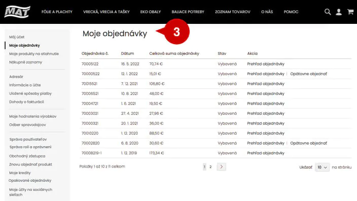 Firemný zákaznícky účet v eshope MAT-obaly pomáha šetriť čas a peniaze pri nákupe