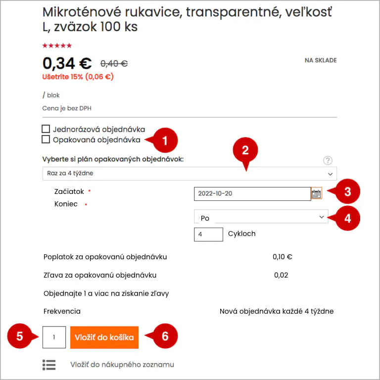 Ako vytvoriť opakovanú objednávku v eshope MAT-obaly